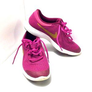 Womens Nike Revolution 4 Runnig Shoes Size 5.5Y Berry Gold 943306-601 Sneakers